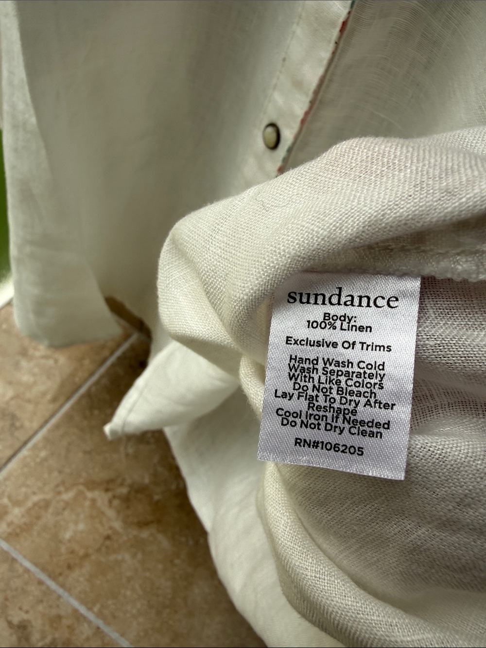 Sundance Pure White Linen Willow Sleeveless Top Pearl Snap Front XL Button-down - Picture 11 of 15